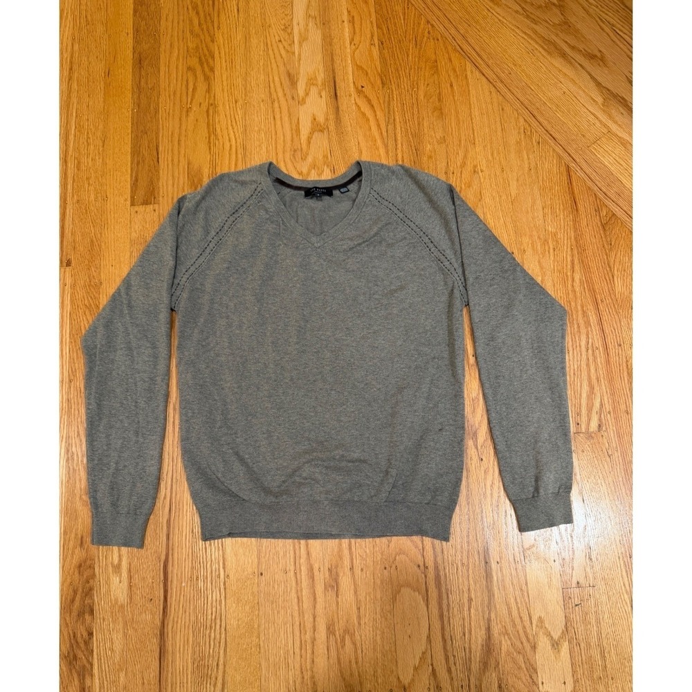 Ted Baker London Mens‎ Gray V Neck Long Sleeve Sweater